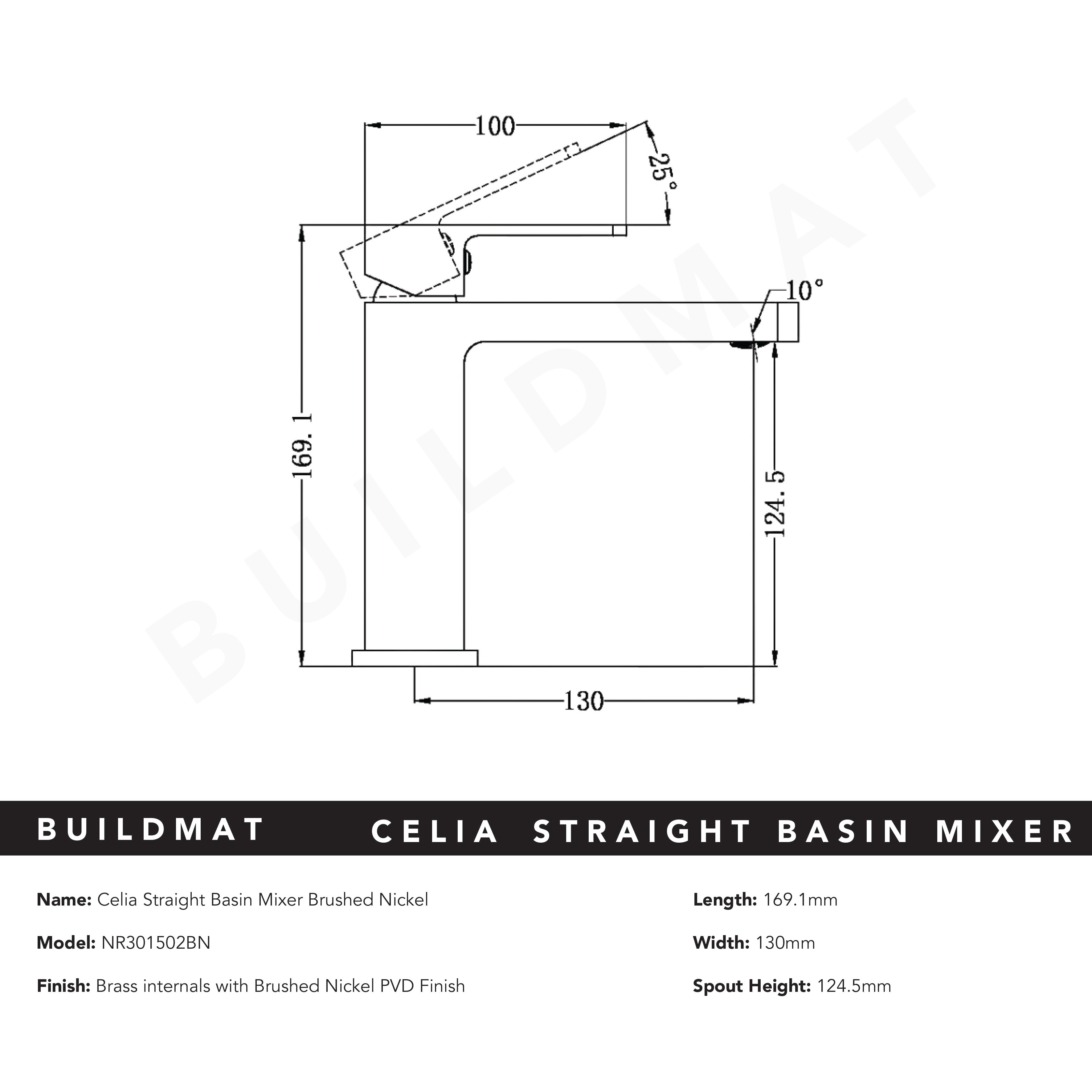 Celia Straight Basin Mixer Brushed Nickel