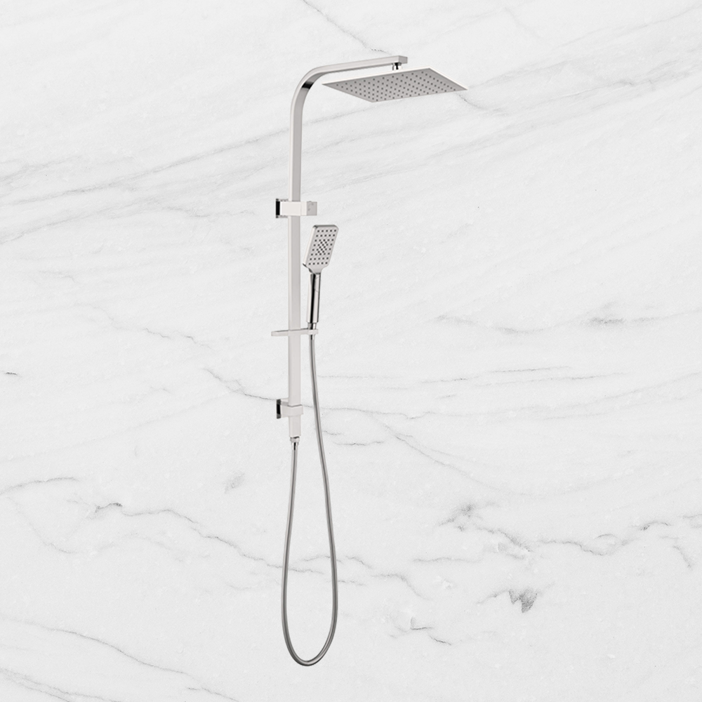 Celia Twin Shower Set Square Head Brushed Nickel