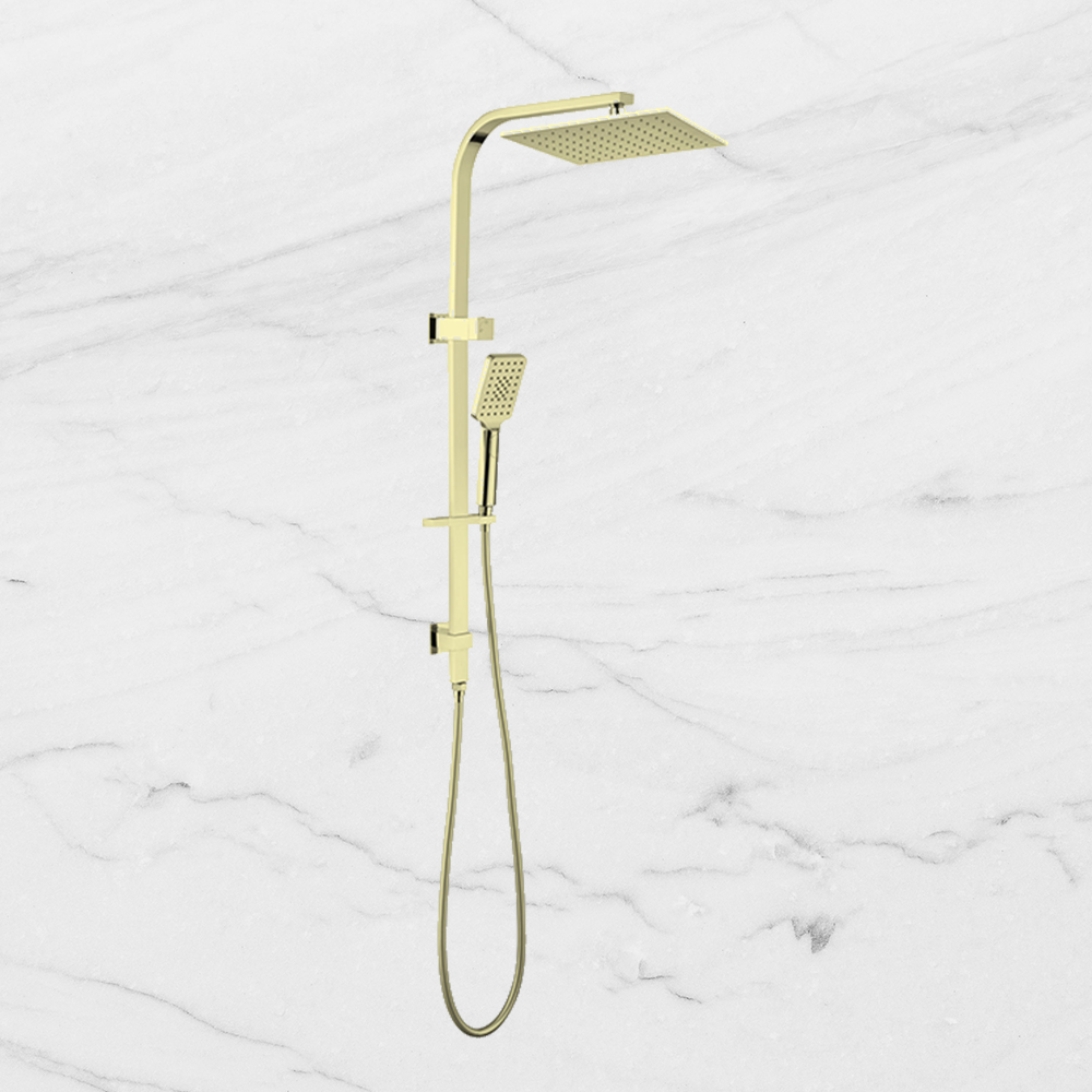 Celia Twin Shower Set Square Head Brushed Gold