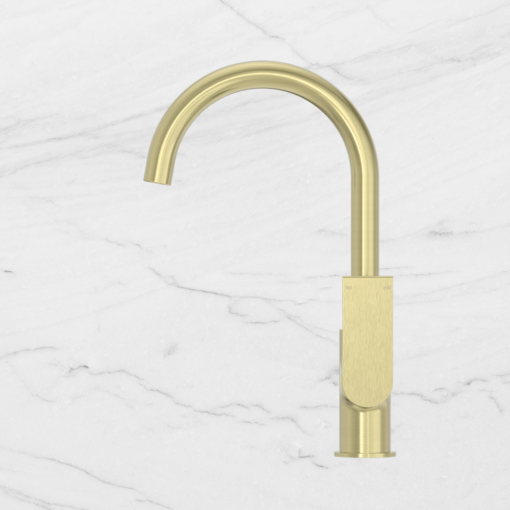 Bianca Kitchen Mixer Gooseneck Spout Brushed Gold