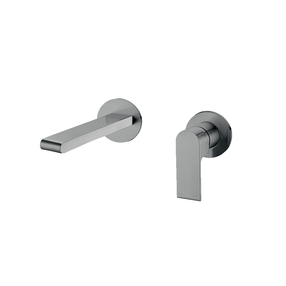 Bianca Wall Basin/Bath Mixer Separate Back Plate 187mm Brushed Gunmetal