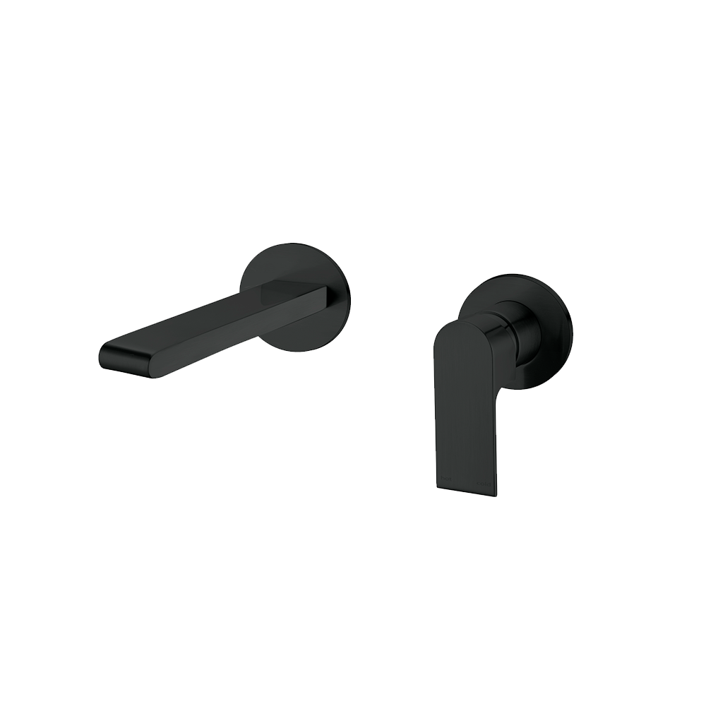 Bianca Wall Basin/Bath Mixer Separate Back Plate 187mm Matte Black