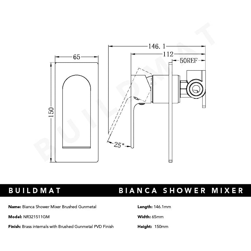 Bianca Shower Mixer Gunmetal