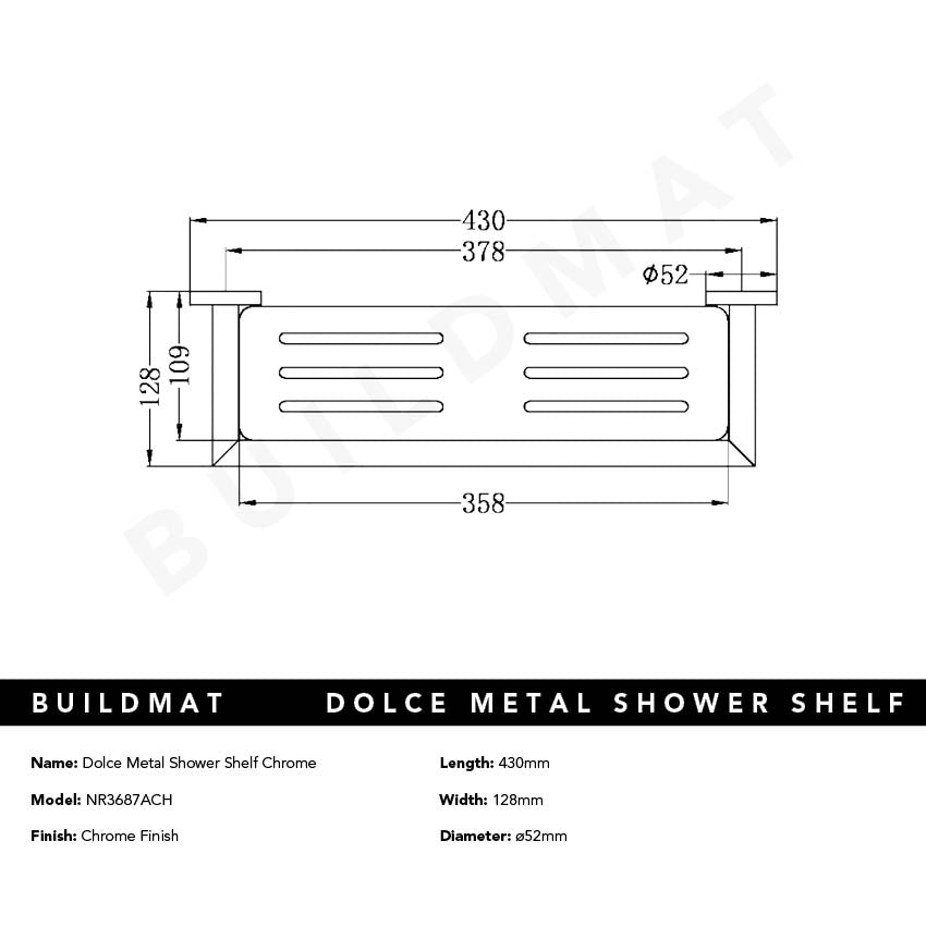 Dolce Metal Shower Shelf Chrome