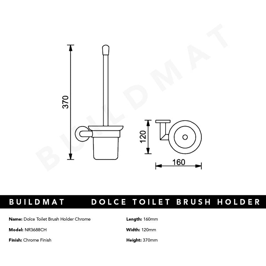 Dolce Toilet Brush Holder Chrome