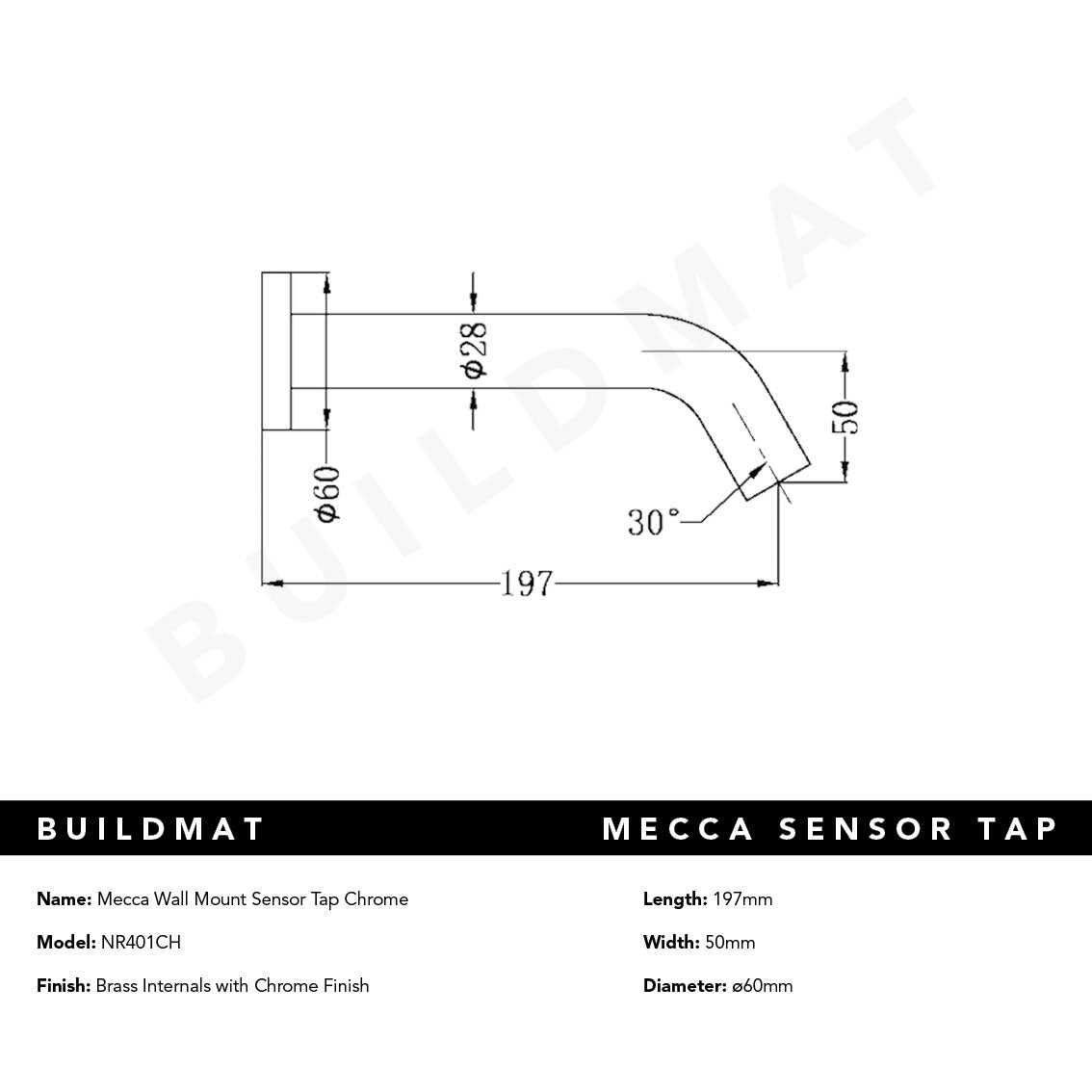 Mecca Wall Mount Sensor Tap Chrome