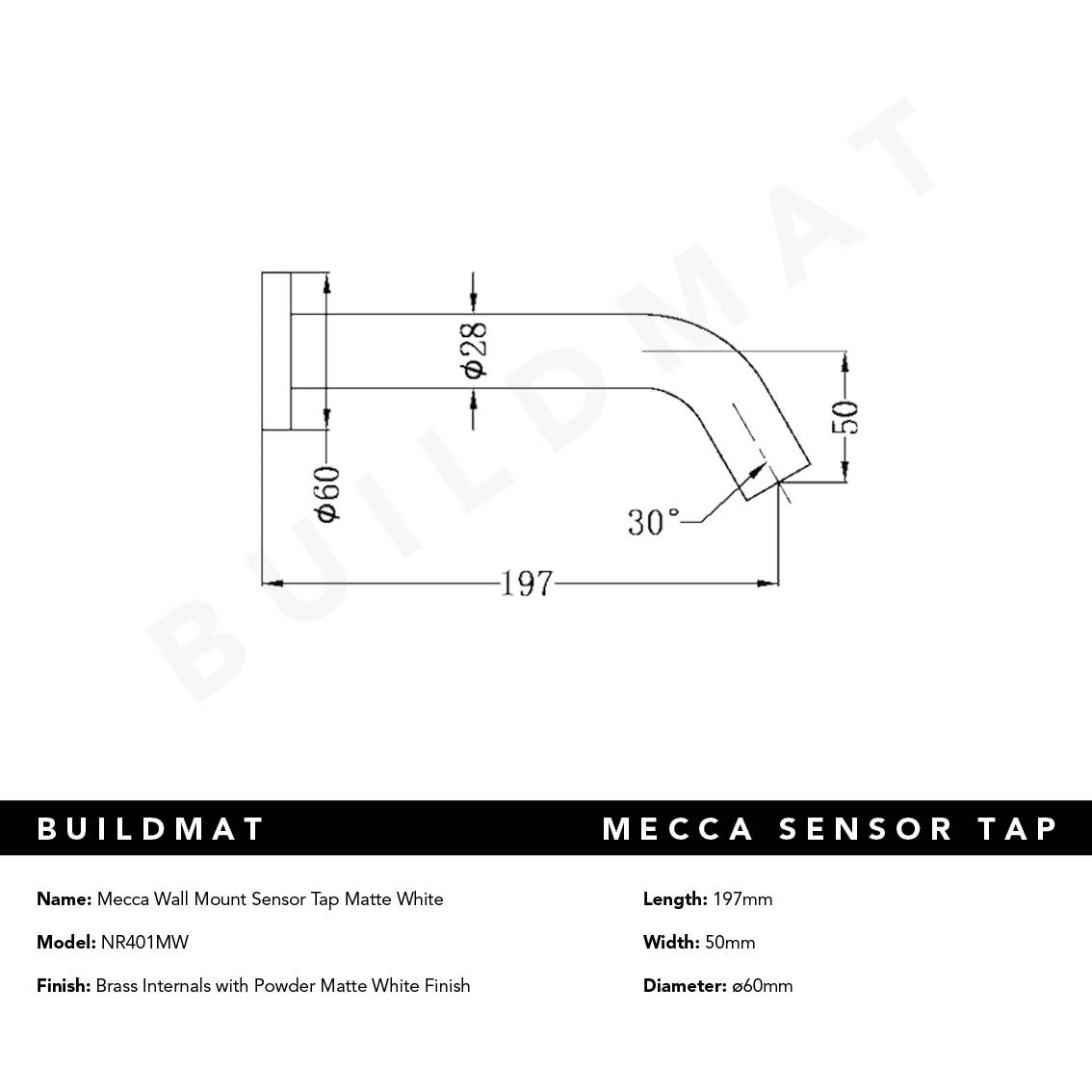 Mecca Wall Mount Sensor Tap Matte White