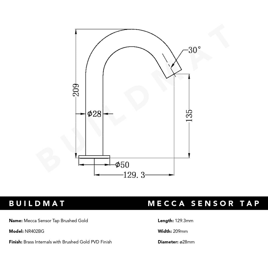 Mecca Sensor Tap Brushed Gold