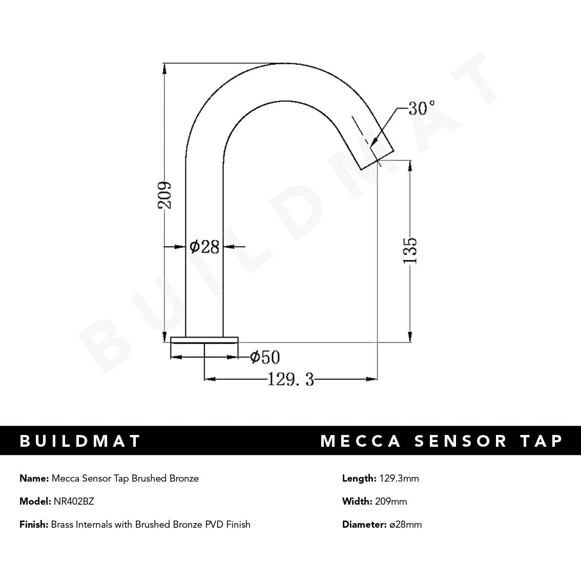 Mecca Sensor Tap Brushed Bronze