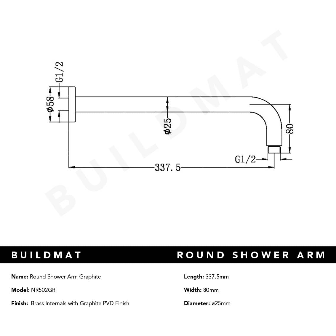 Round Shower Arm Graphite