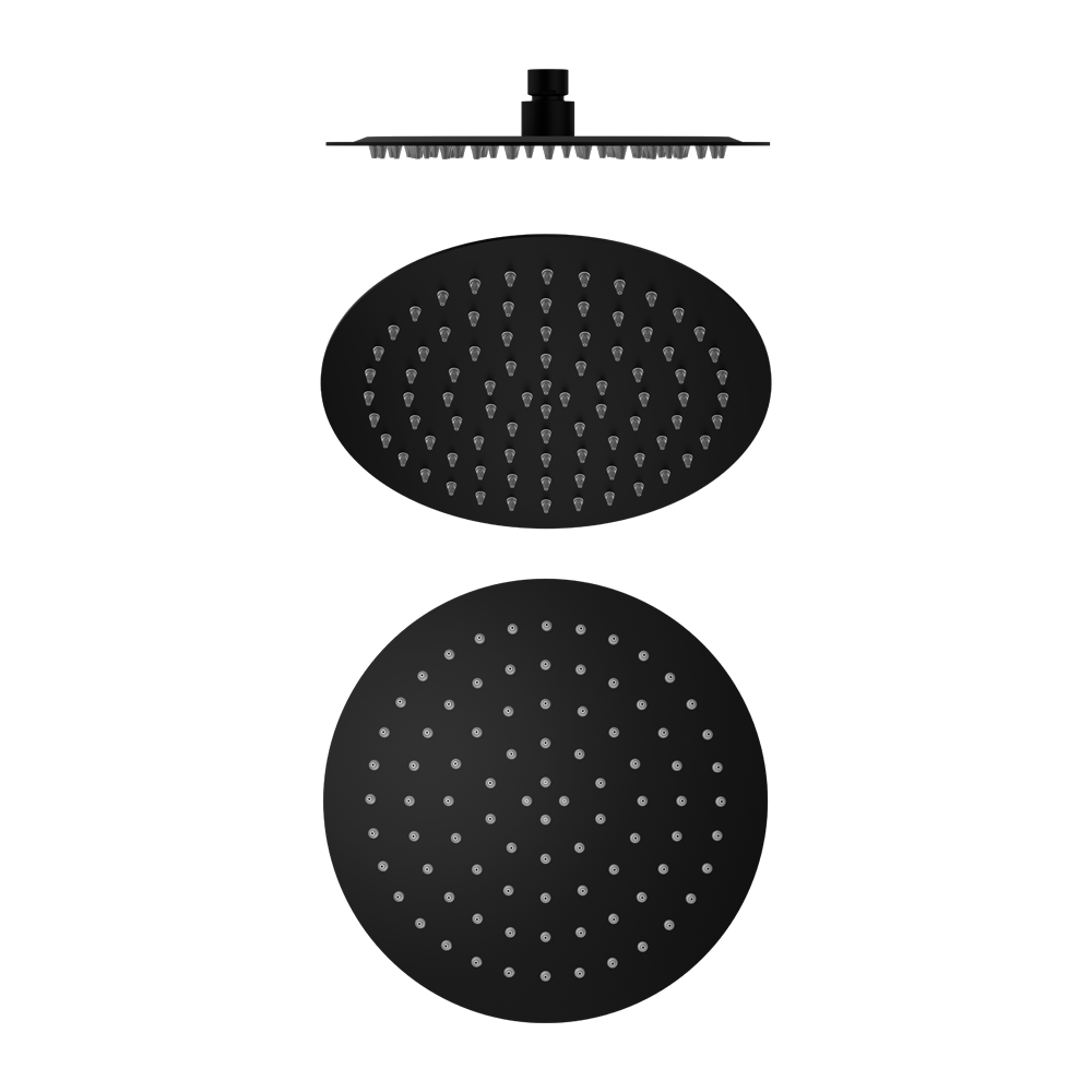 250mm Round Stainless Steel Shower Head 250mm 4 Star Rating Matte Black