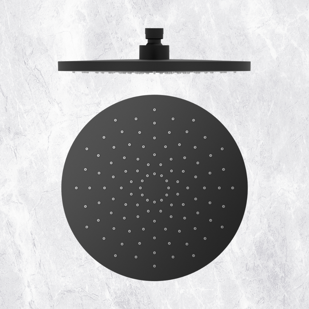 Round ABS Shower Head 250mm Matte Black