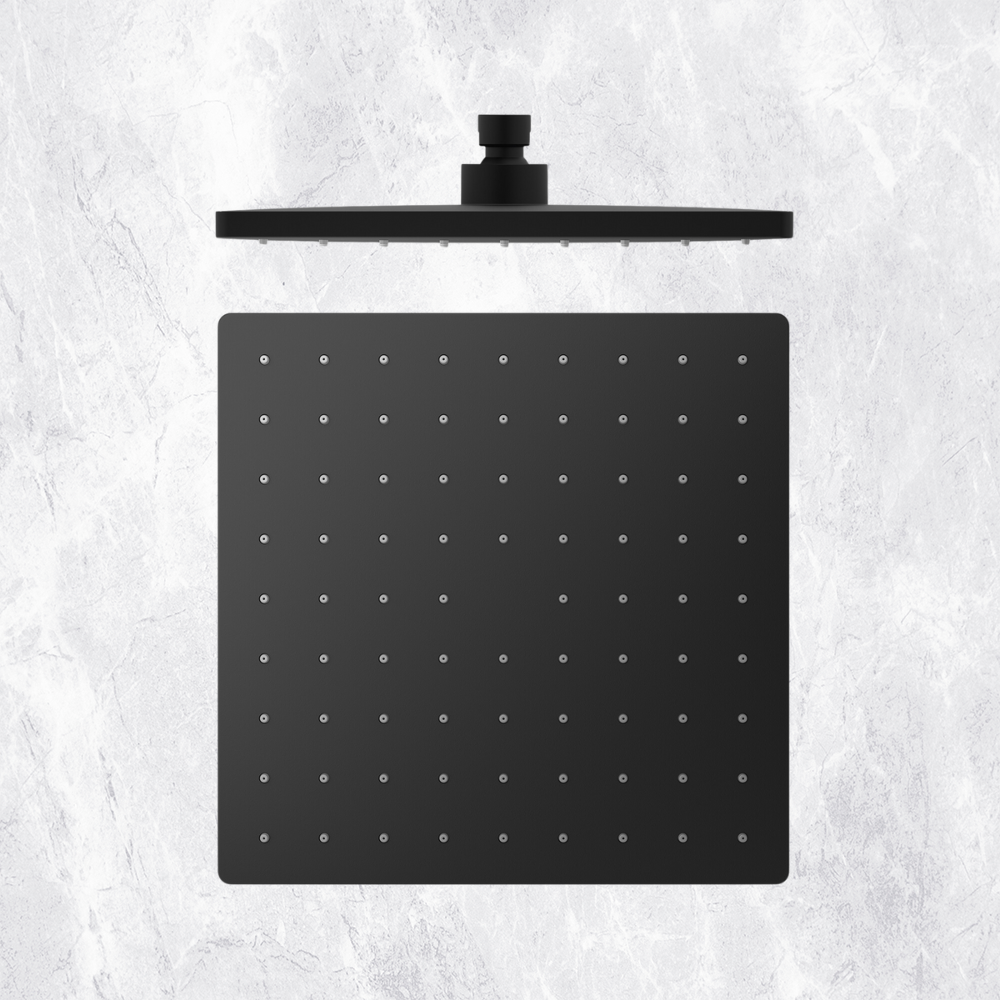 Square ABS Shower Head 250mm Matte Black