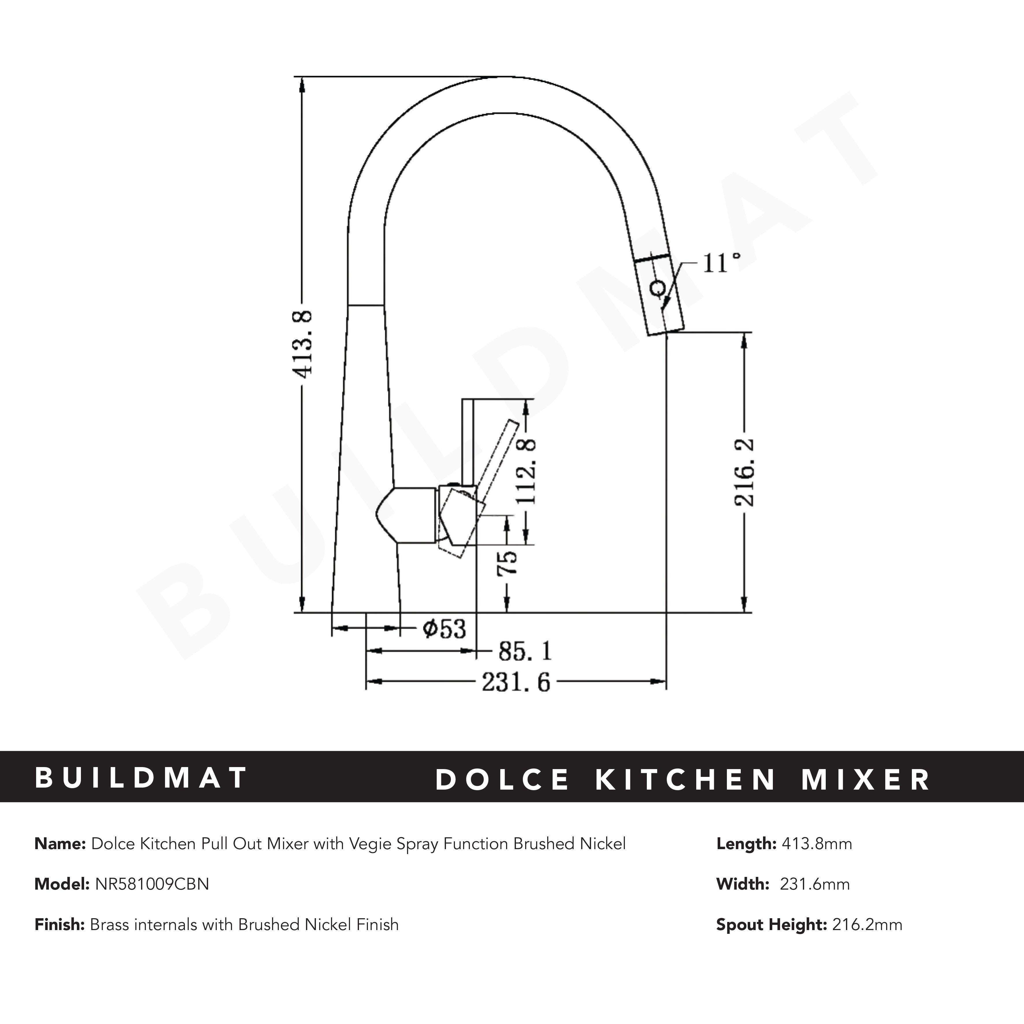 Dolce Pull-Out Sink Mixer with Veggie Spray Function Brushed Nickel