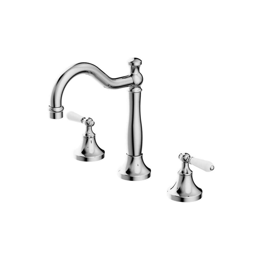 York Basin Set With White Porcelain Lever Chrome