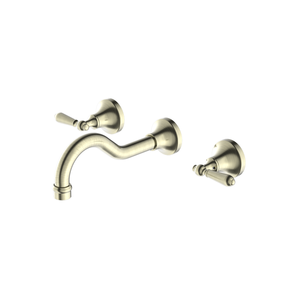 York Wall Basin Set With Metal Lever Aged Brass