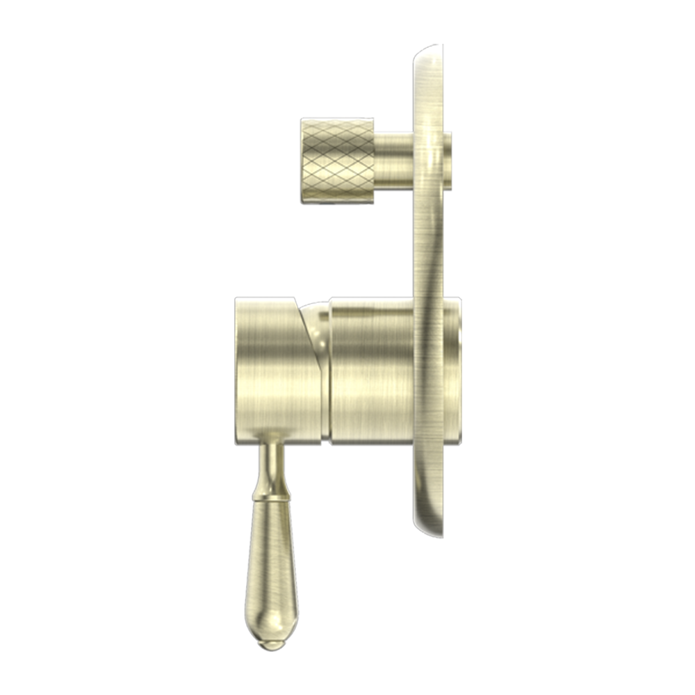 York Shower Mixer with Divertor with Metal Lever Aged Brass