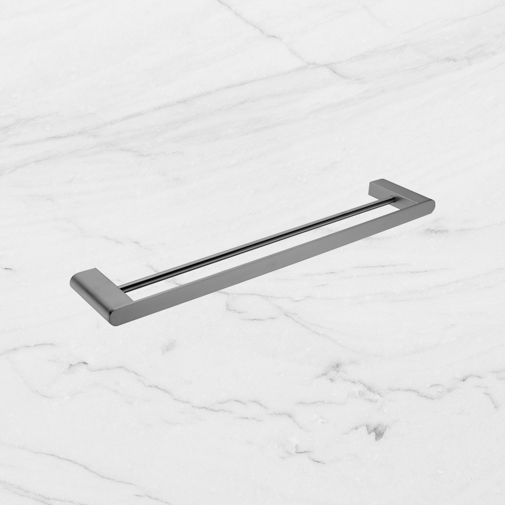 Bianca Double Towel Rail 600mm Brushed Gunmetal