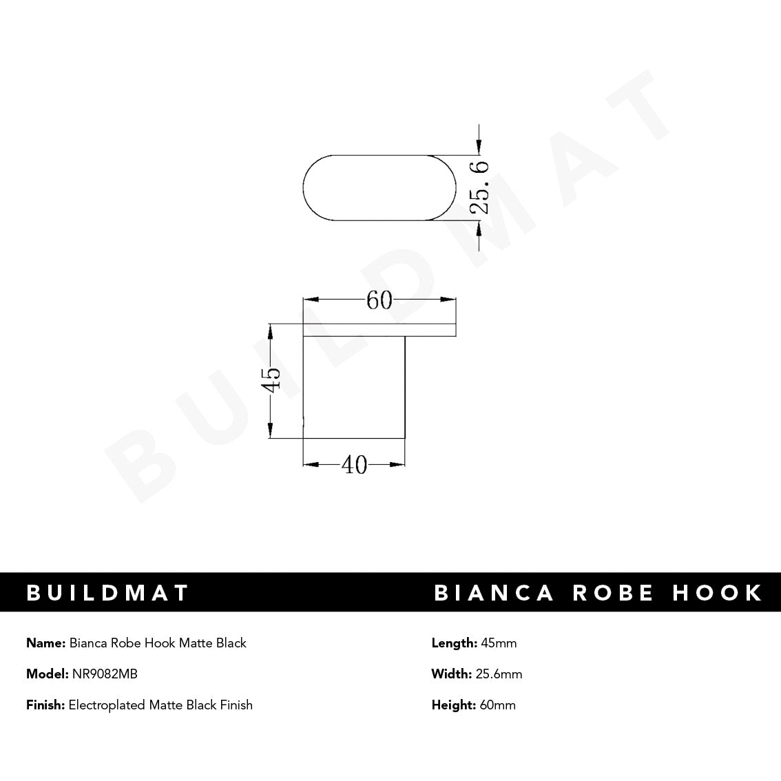 Bianca Robe Hook Matte Black