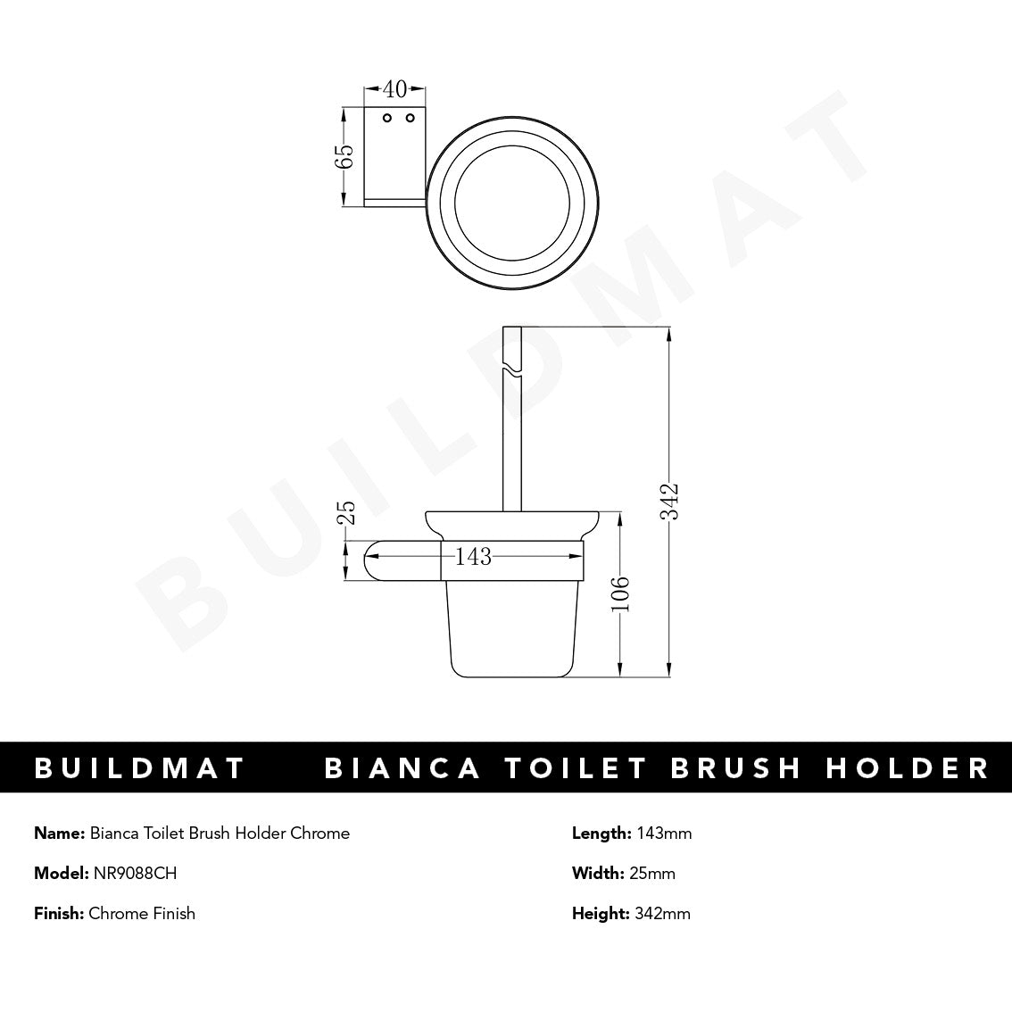 Bianca Toilet Brush Holder Chrome