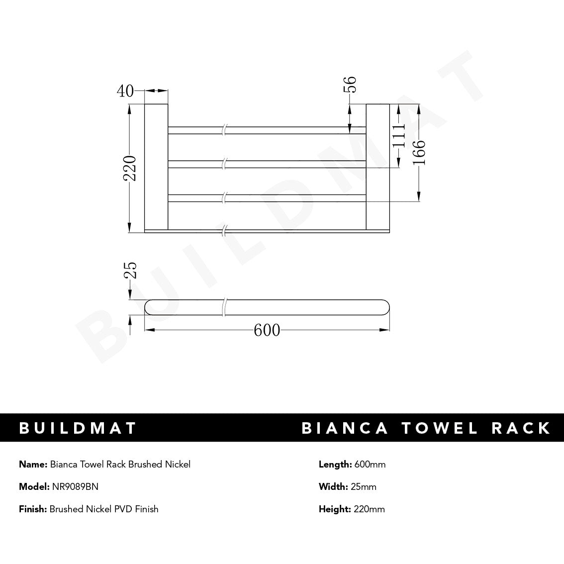 Bianca Towel Rack Brushed Nickel