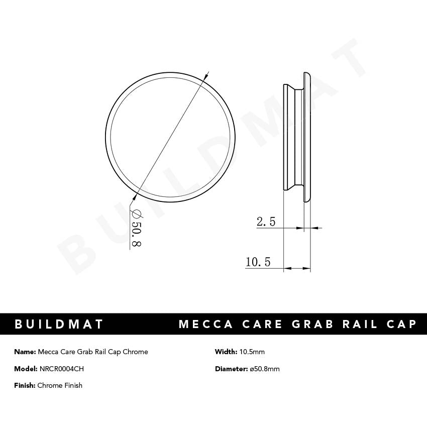 Mecca Care Grab Rail Cap Chrome