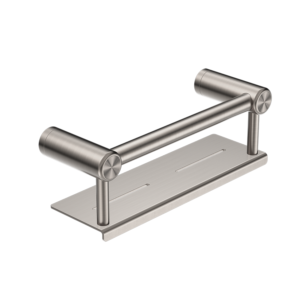 Mecca Care 25mm Grab Rail with Shelf 300mm Brushed Nickel