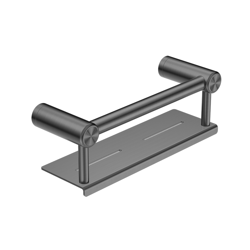 Mecca Care 25mm Grab Rail with Shelf 300mm Brushed Gunmetal