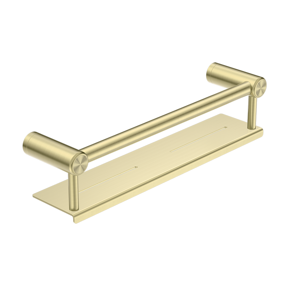 Mecca Care 25mm Grab Rail with Shelf 450mm Brushed Gold