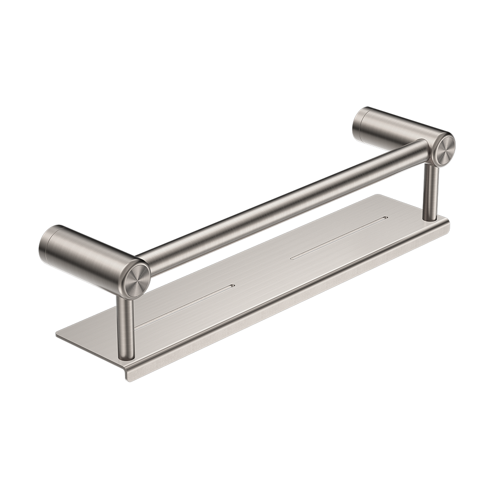 Mecca Care 25mm Grab Rail with Shelf 450mm Brushed Nickel