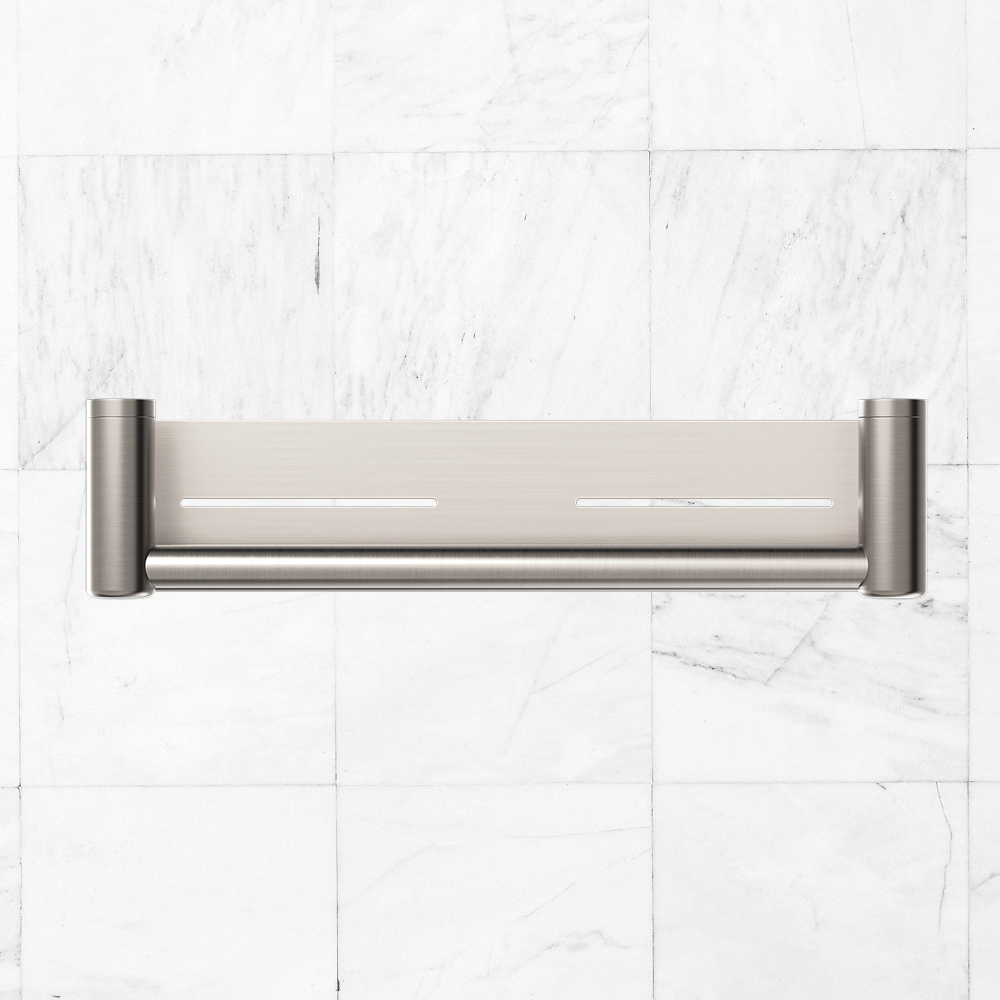 Mecca Care 25mm Grab Rail with Shelf 450mm Brushed Nickel