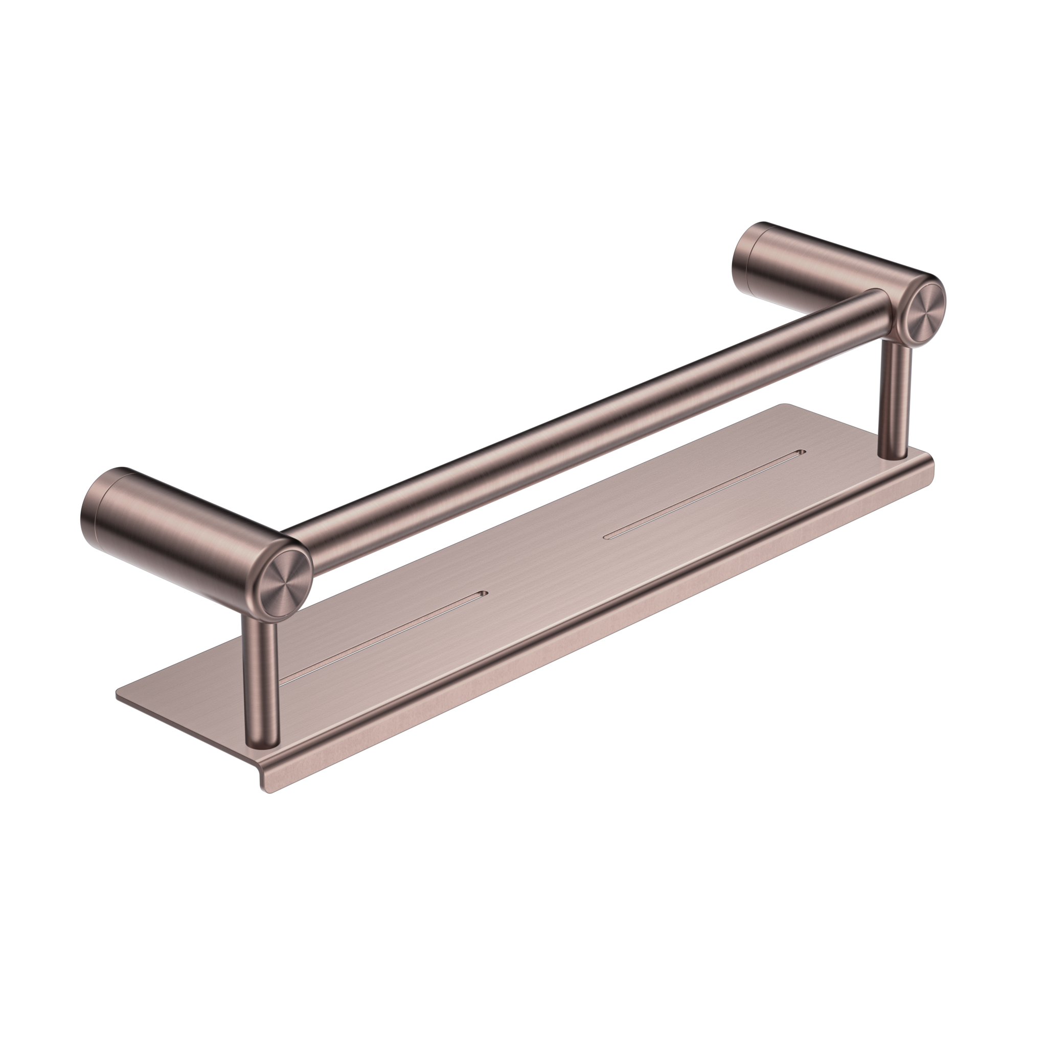 Mecca Care 25mm Grab Rail With Shelf 300mm Brushed Bronze