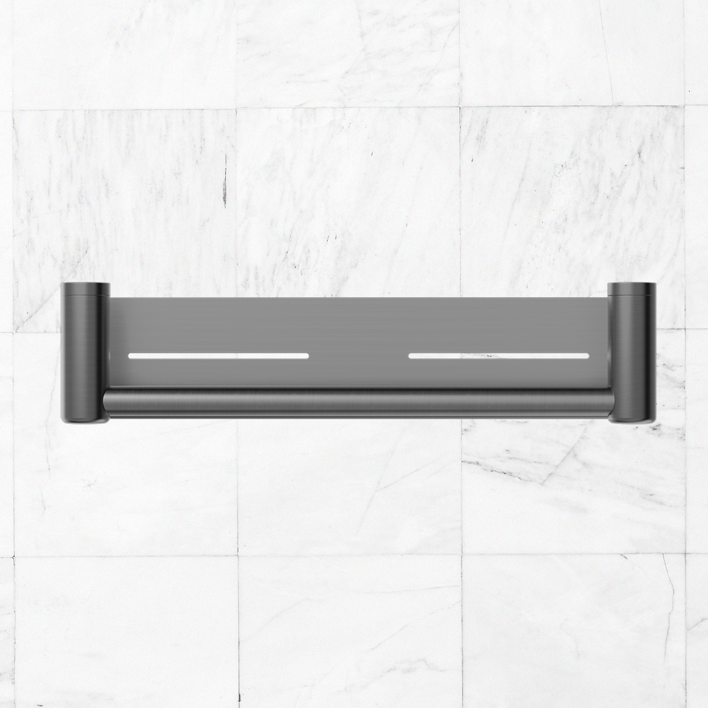 Mecca Care 25mm Grab Rail with Shelf 450mm Brushed Gunmetal