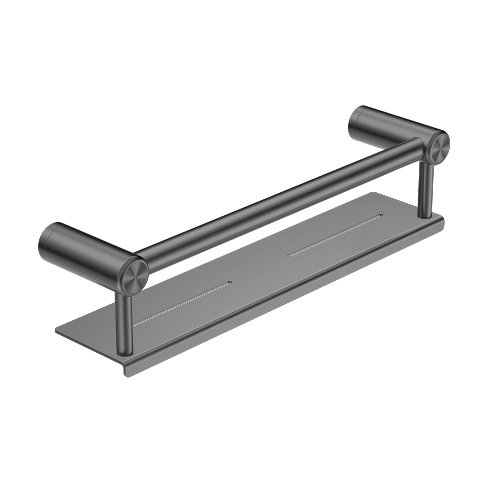 Mecca Care 25mm Grab Rail with Shelf 450mm Brushed Gunmetal