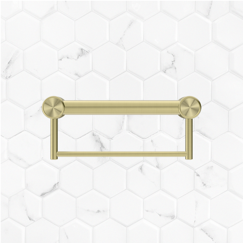 Mecca Care 32mm Grab Rail with Towel Holder 300mm Brushed Gold