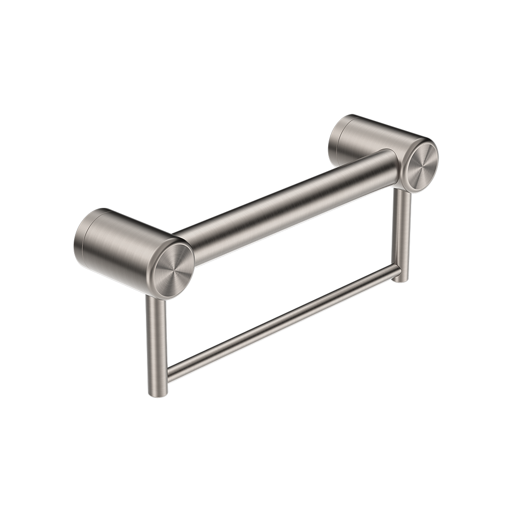 Mecca Care 32mm Grab Rail with Towel Holder 300mm Brushed Nickel