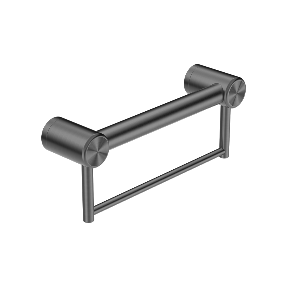 Mecca Care 32mm Grab Rail with Towel Holder 300mm Brushed Gunmetal