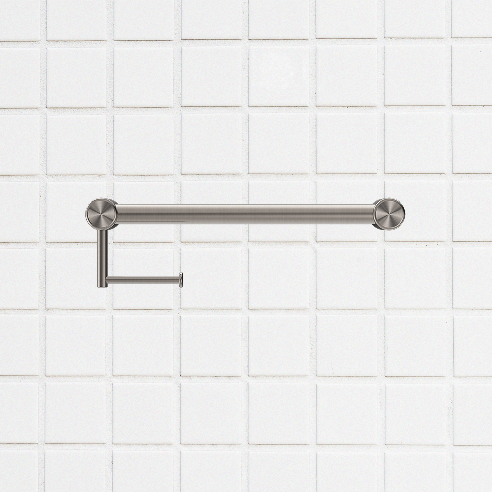 Mecca Care 32mm Grab Rail Toilet Roll Holder 450mm Brushed Nickel