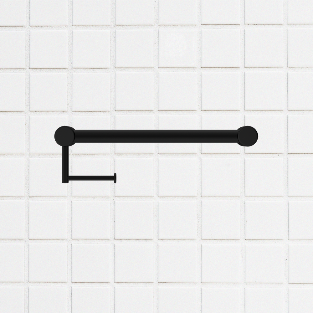 Mecca Care 32mm Grab Rail Toilet Roll Holder 450mm Matte Black