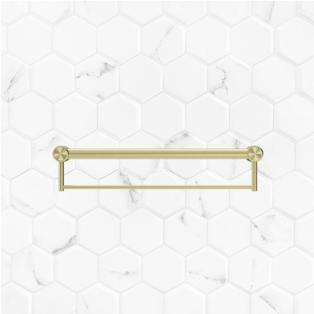 Mecca Care 32mm Grab Rail with Towel Holder 600mm Brushed Gold