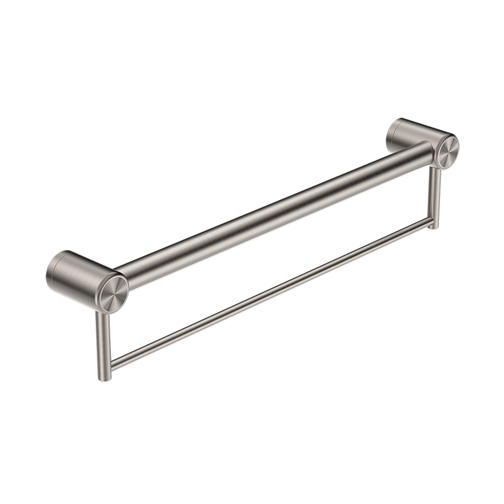 Mecca Care 32mm Grab Rail with Towel Holder 600mm Brushed Nickel