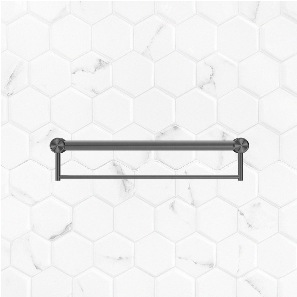 Mecca Care 32mm Grab Rail with Towel Holder 600mm Brushed Gunmetal