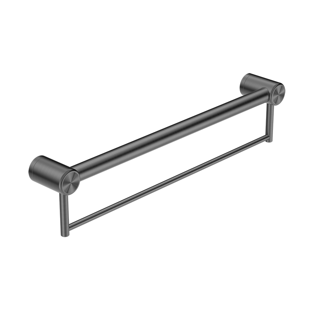 Mecca Care 32mm Grab Rail with Towel Holder 600mm Brushed Gunmetal