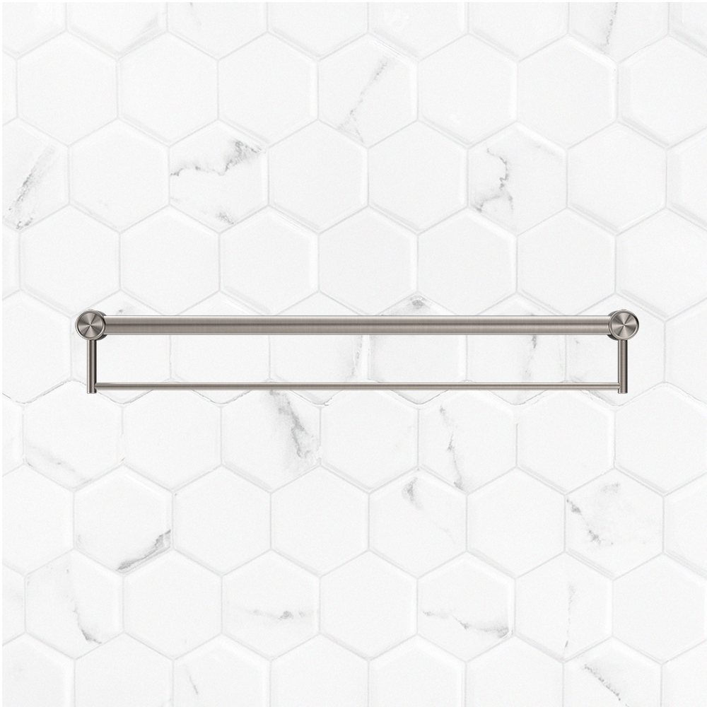 Mecca Care 32mm Grab Rail with Towel Holder 900mm Brushed Nickel