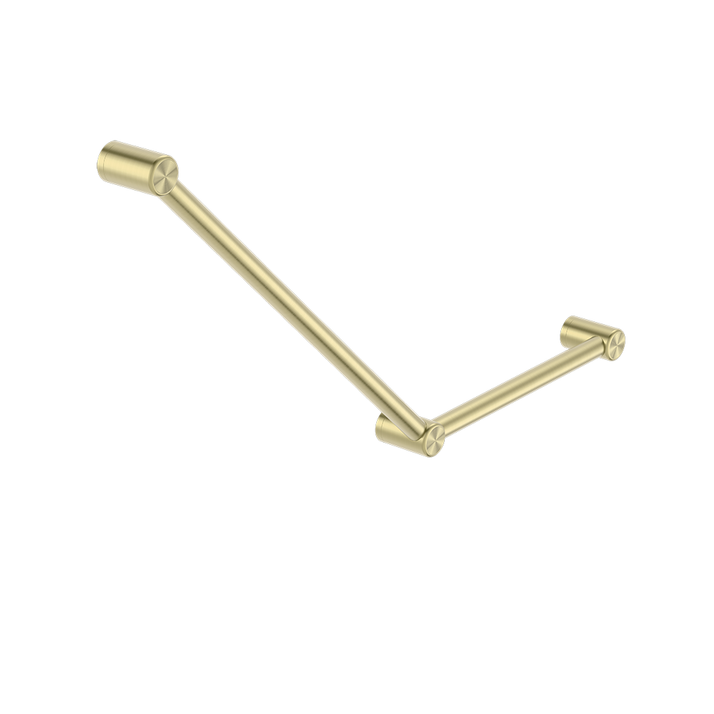 Mecca Care 32mm Ambulant Toilet Grab Rail 45 Degree 750x450mm Brushed Gold