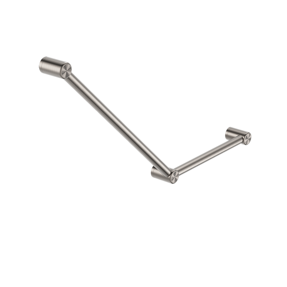 Mecca Care 32mm Ambulant Toilet Grab Rail 45 Degree 750x450mm Brushed Nickel