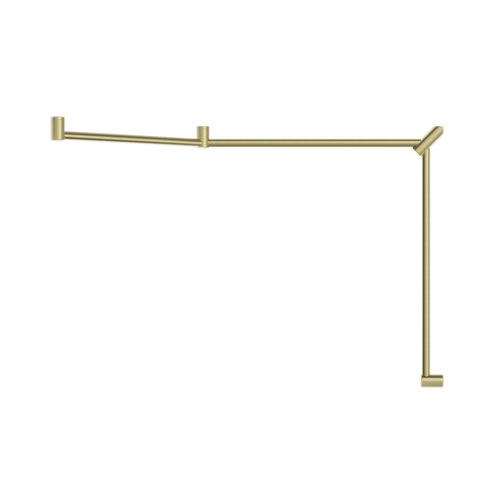 Mecca Care 32mm DDA Toilet Grab Rail Set 45 Degree Continuous 750x965x1025mm Brushed Gold