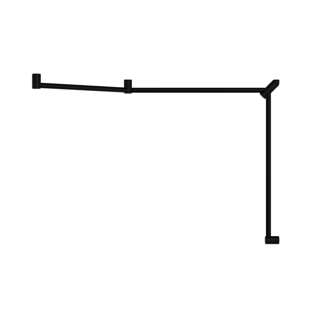 Mecca Care 32mm DDA Toilet Grab Rail Set 45 Degree Continuous 750x965x1025mm Matte Black