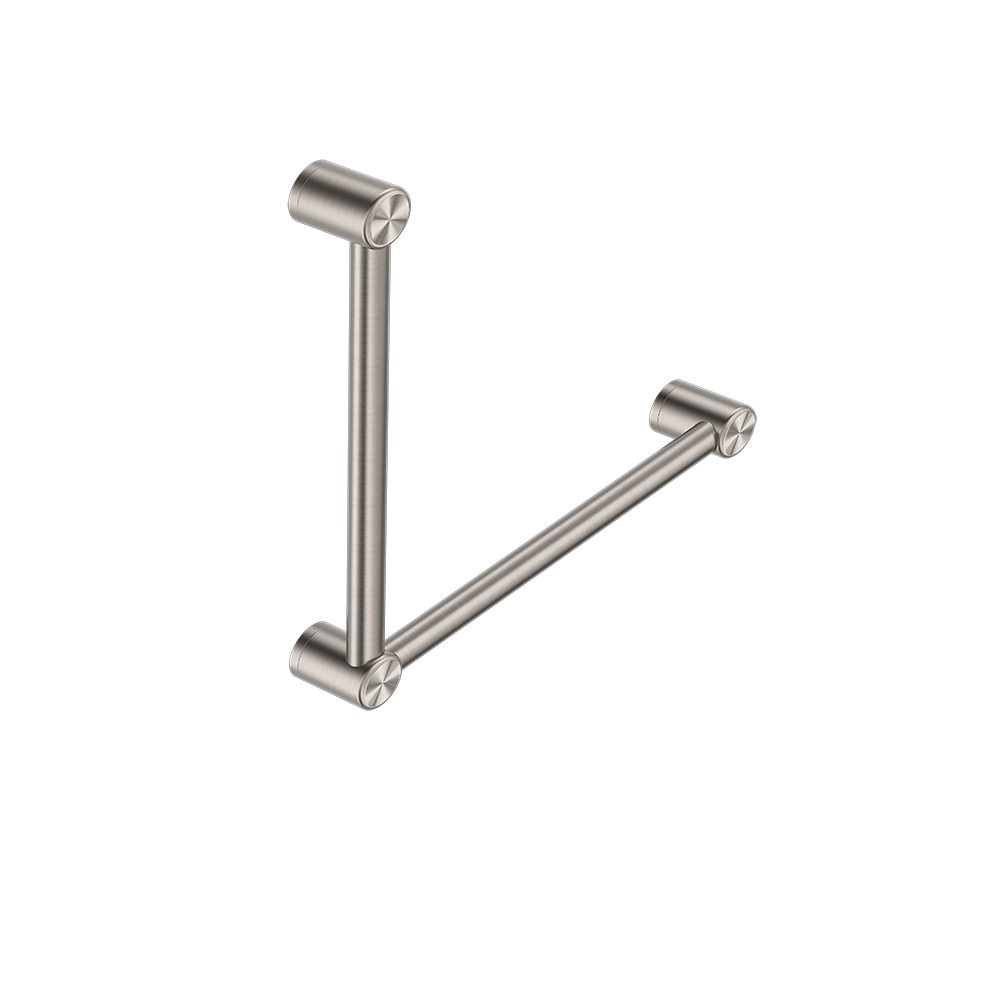 Mecca Care 32mm Ambulant Toilet Grab Rail 90 Degree 450x450mm Brushed Nickel