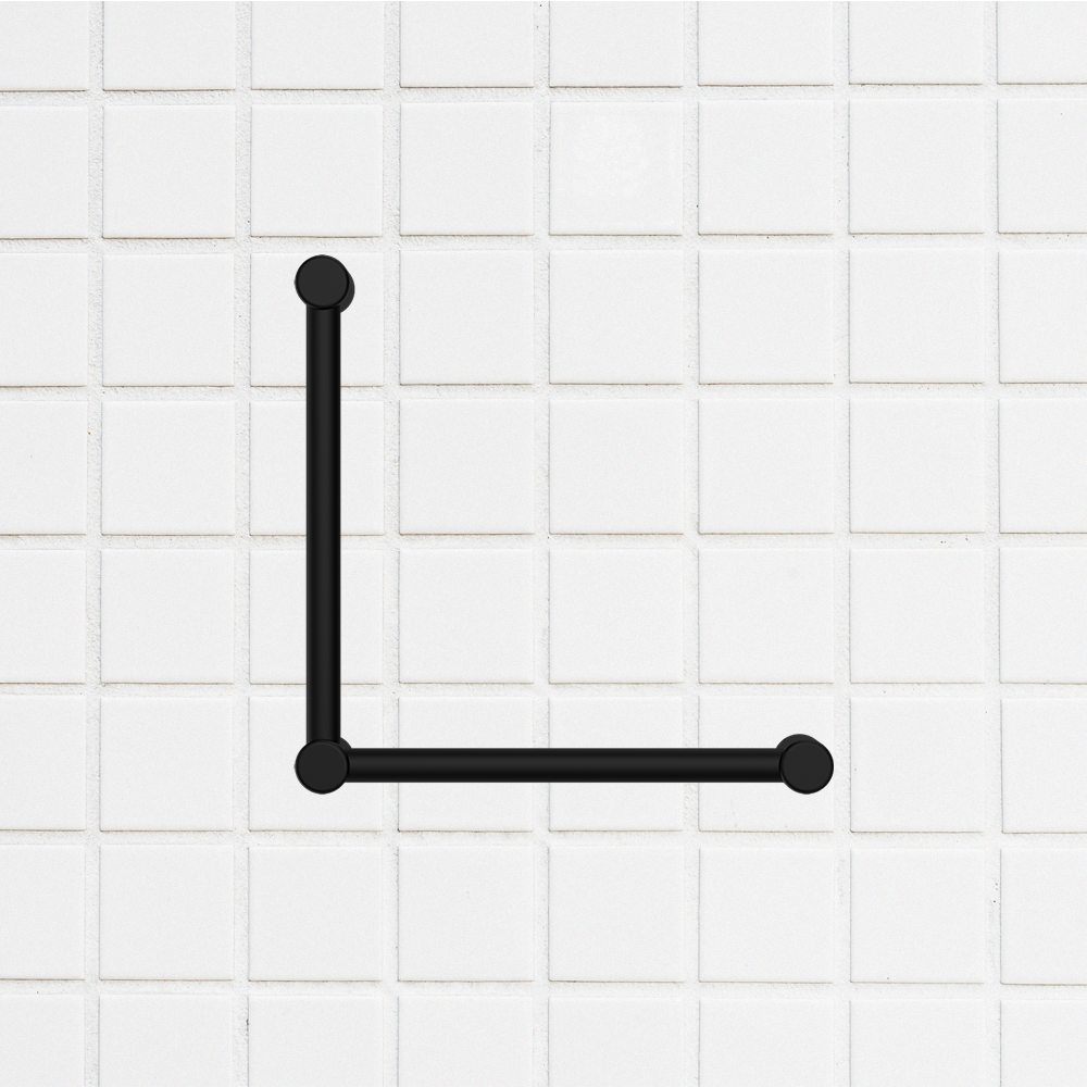 Mecca Care 32mm Ambulant Toilet Grab Rail 90 Degree 450x450mm Matte Black